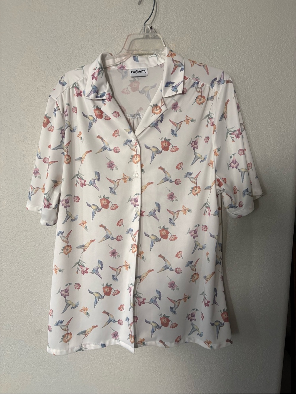 Vintage BonWorth Hummingbird Print Blouse/ Excellent Condition.